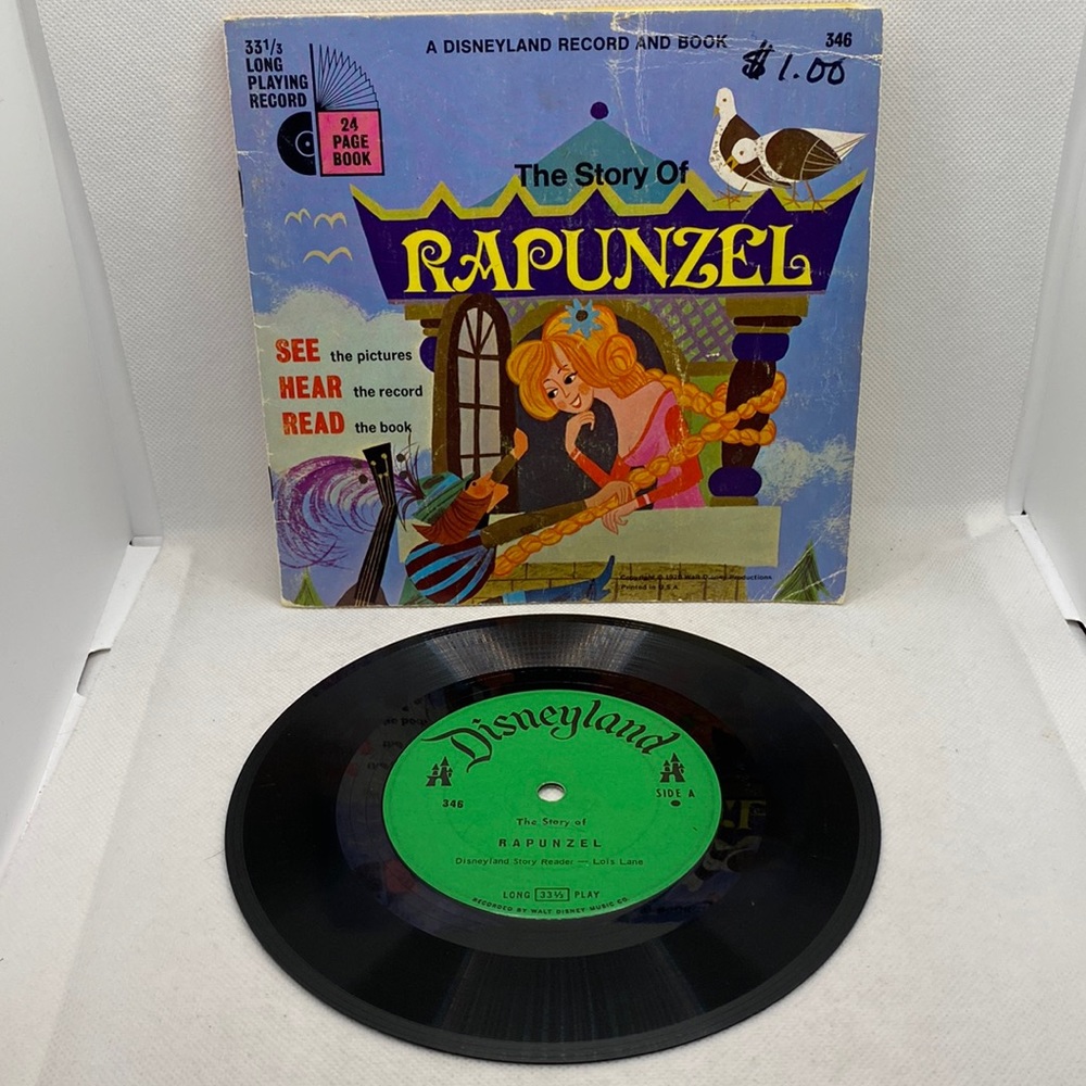 Disneyland The Story of Rapunzel Children’s Book and Vinyl Record 1970